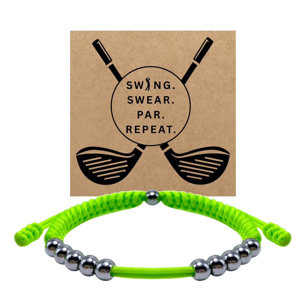 LAMIBEE Premium Golf Stainless Steel 10 Bead Score Counter Bracelet, Golf Stroke Count Bracelet, Resizable Easy Adjust Golf Round Scoring Tracker, Durable Stylish Golf Accessory (Green Neon)