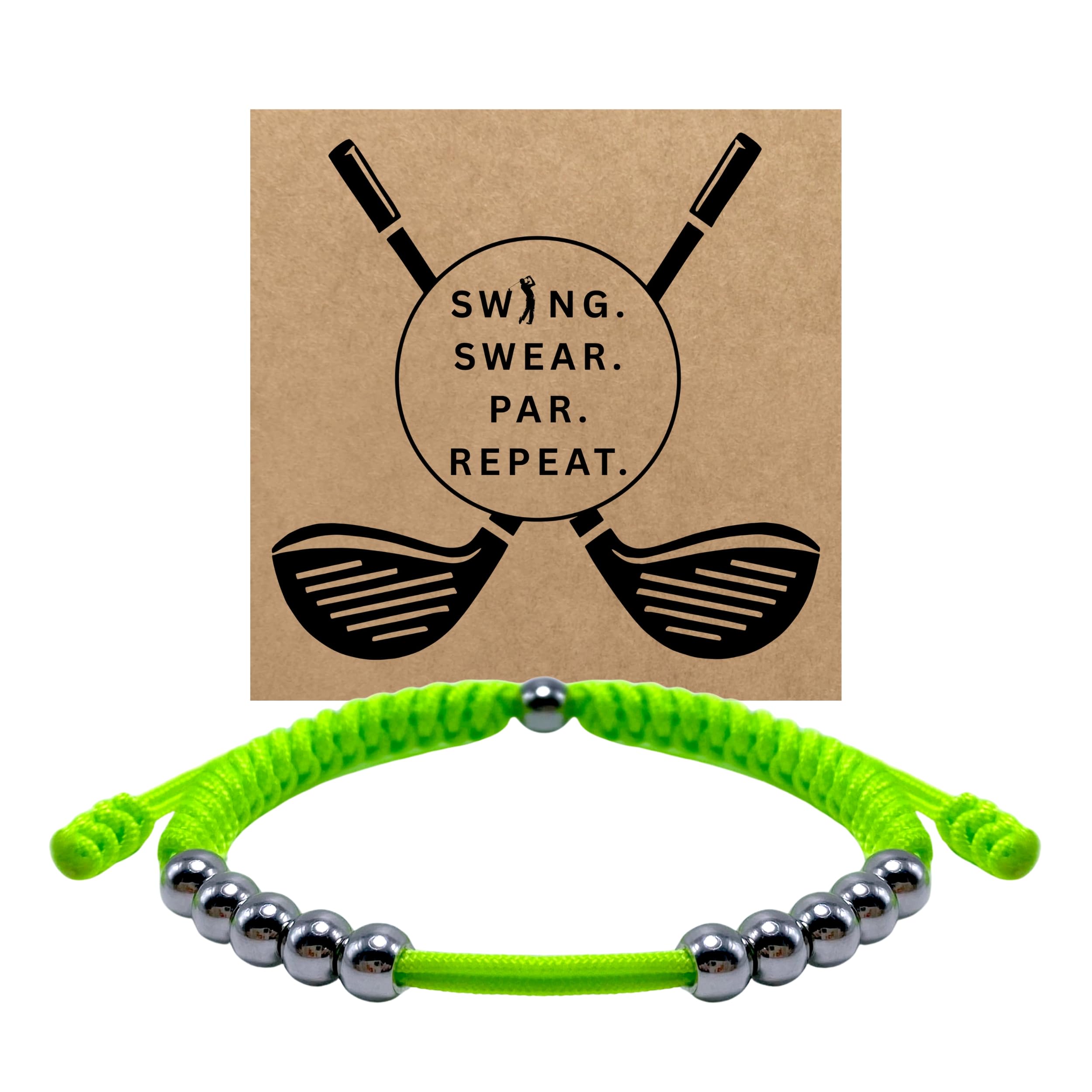 LAMIBEE Premium Golf Stainless Steel 10 Bead Score Counter Bracelet, Golf Stroke Count Bracelet, Resizable Easy Adjust Golf Round Scoring Tracker, Durable Stylish Golf Accessory (Green Neon)