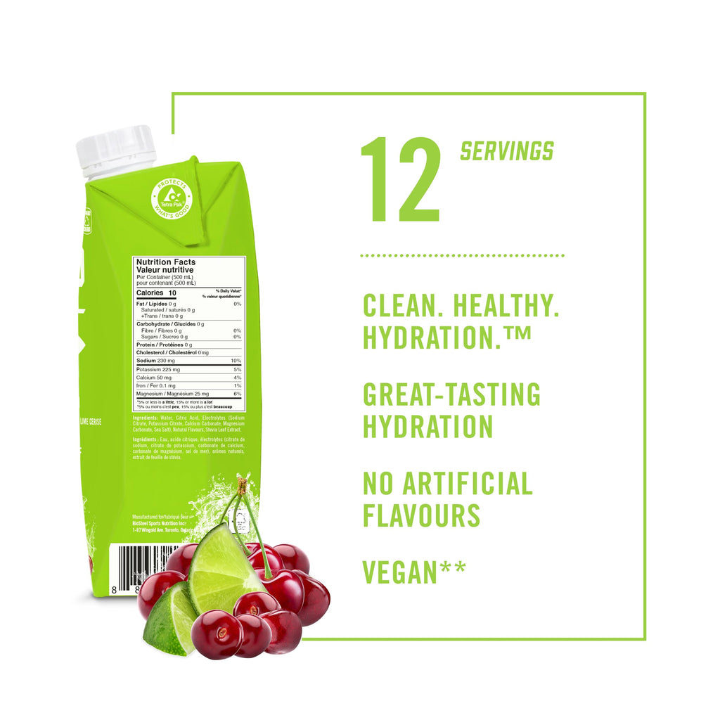 BioSteel Canadian Made Sugar Free Sports Drink | Cherry Lime | 500ml 12-Pack with 5 Essential Electrolytes for Optimal Hydration