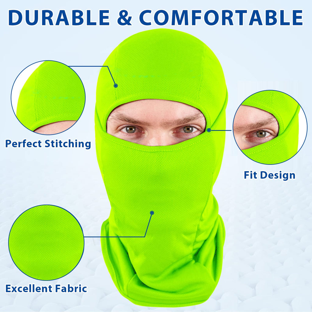 SHEVERCH Ski Mask for Men Women Balaclava Face Mask Breathable UV Protection Football Running Riding Motorcycle Cycling, Neon Green, One Size