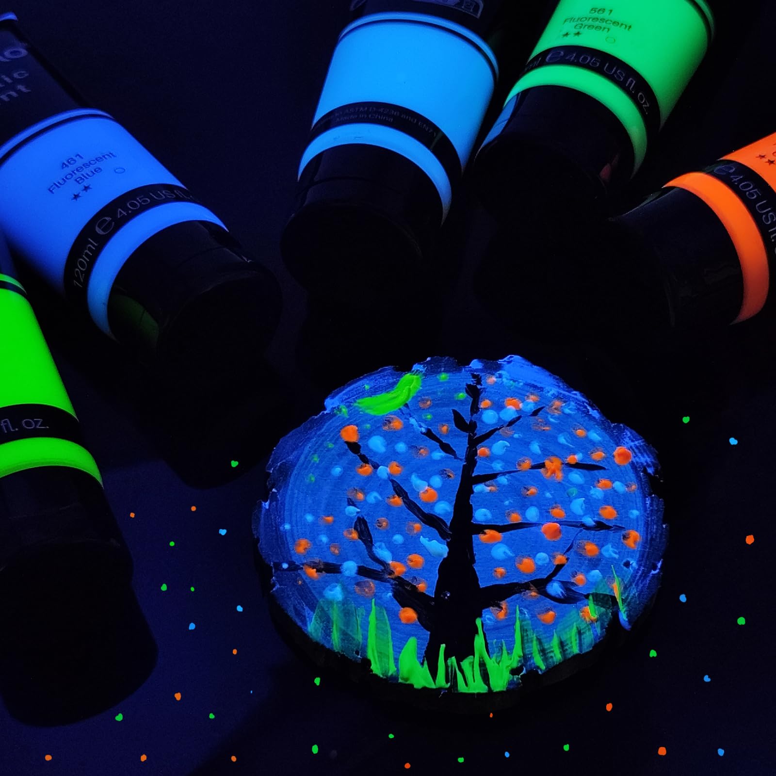 Artecho Glow in the Dark Paint, Neon Green Paint (120ml / 4.05oz) Tubes, Art Craft Paints for Canvas, Rock, Stone, Wood, Fabric, Art Supplies