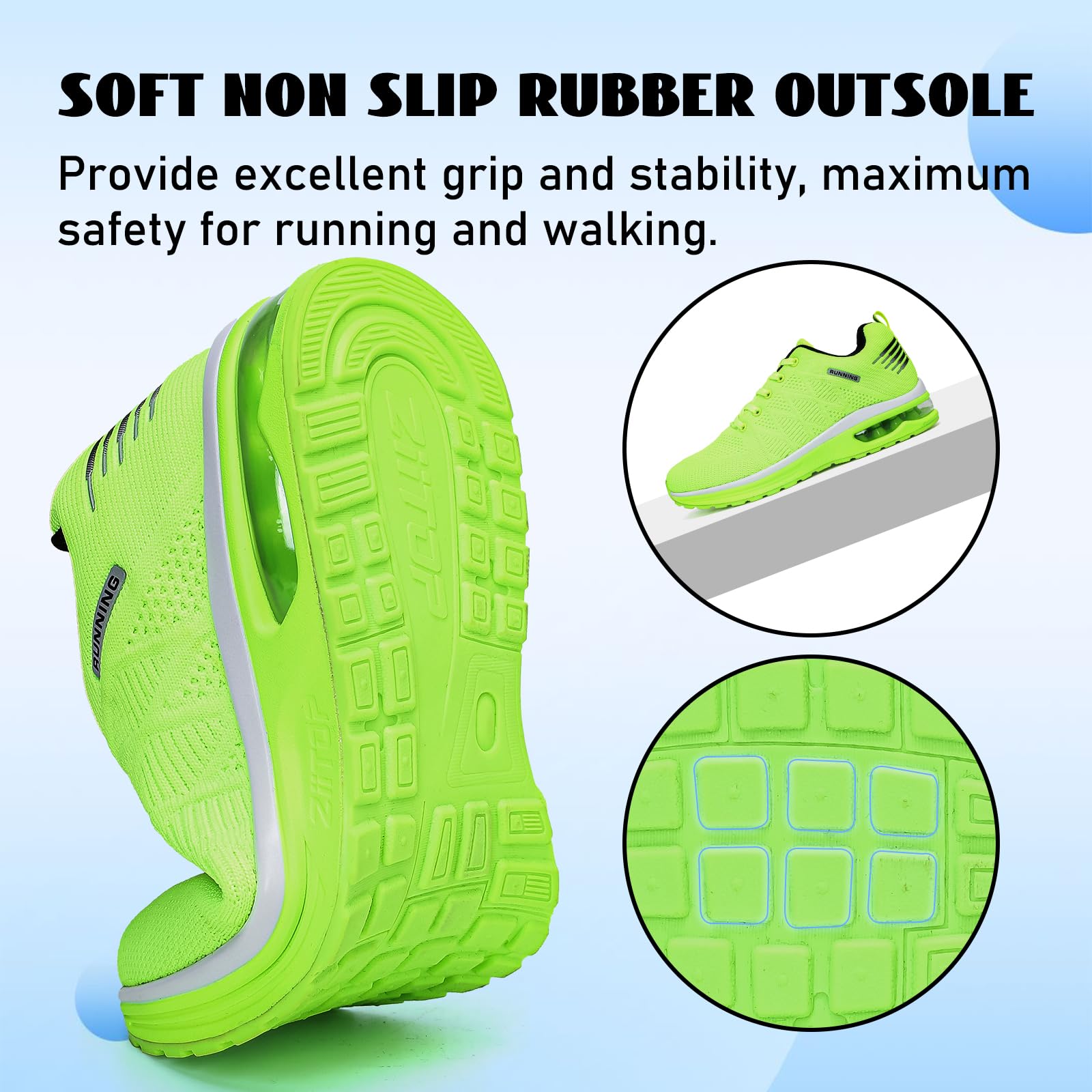 GoodValue Mens Running Shoes Tennis Lightweight Air Cushion Sports Shoes Fashion Athletic Breathable Mesh Upper Walking Sneakers Casual for Gym Green