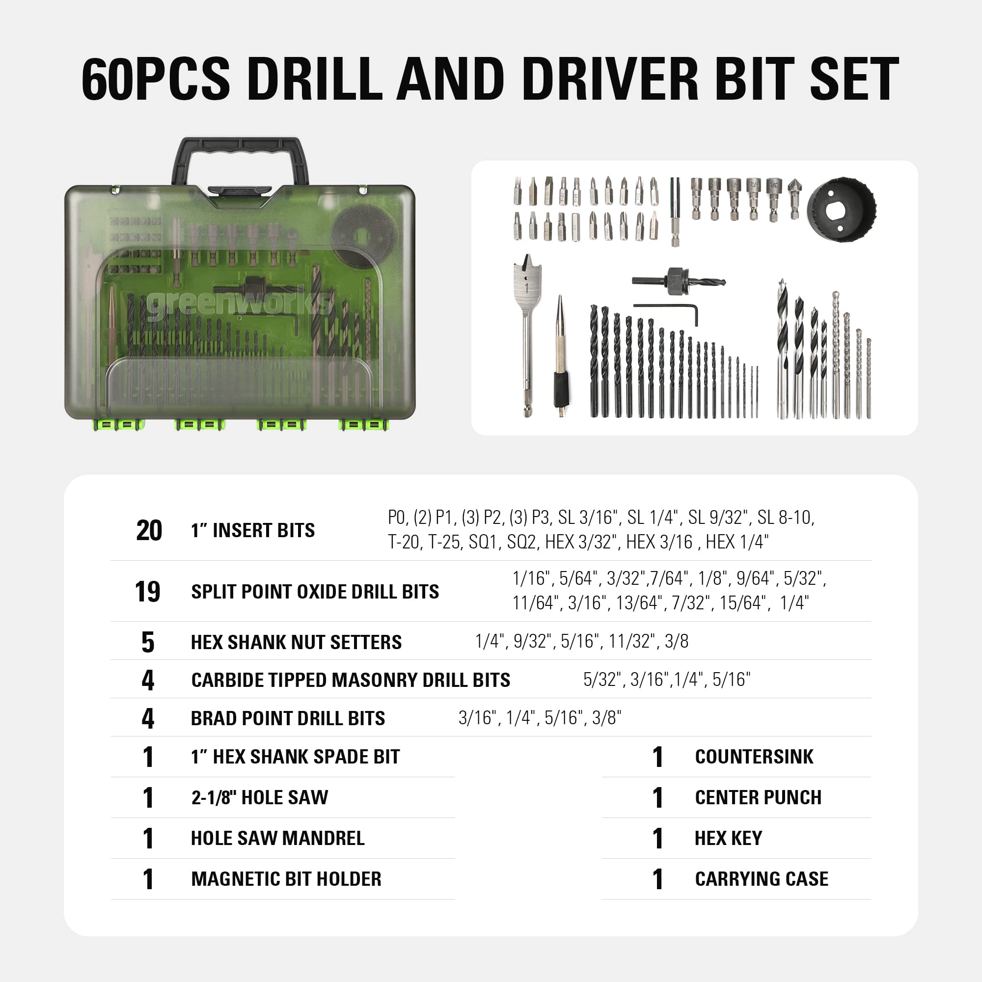 Neon green 60 Piece Bit Set with