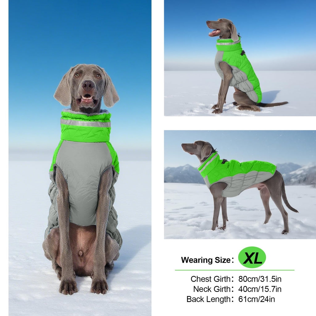 OUOBOB Dog Jackets for Large Dogs, Large Dog Winter Coat, Pet Cold Weather Coats, XXXL Pet Jacket with D-Ring, Waterproof Coat with Back Zipper, Snowsuit Labrador German Shepherd Doberman XXXL