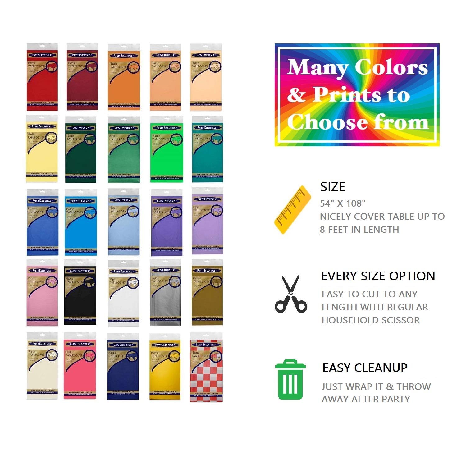 Party Essentials Heavy Duty Plastic Table Cover, 54 x 108", Neon Green