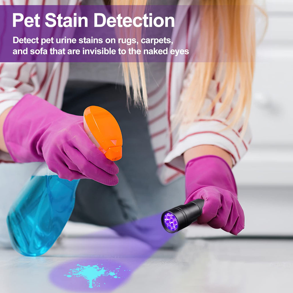 Vansky 12 LED UV Blacklight Flashlight, Pets Ultra Violet Urine and Stain Detector Fluorescent Whitening Agents Detector, Find Dry Stains on Carpets, Rugs, Floor (3 x AAA Batteries Included)