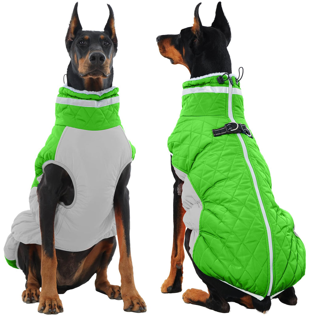 OUOBOB Dog Jackets for Large Dogs, Large Dog Winter Coat, Pet Cold Weather Coats, XXXL Pet Jacket with D-Ring, Waterproof Coat with Back Zipper, Snowsuit Labrador German Shepherd Doberman XXXL