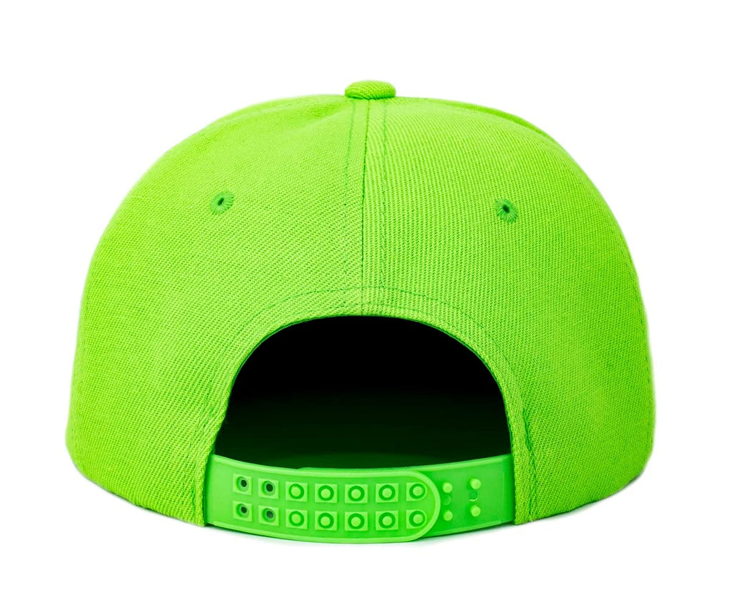 MONOFARBE Classic Hip Hop Snapback Flat Bill Plain Hat 5 Panel Blank Hat, Neon Green, 7 1/4-7 3/4