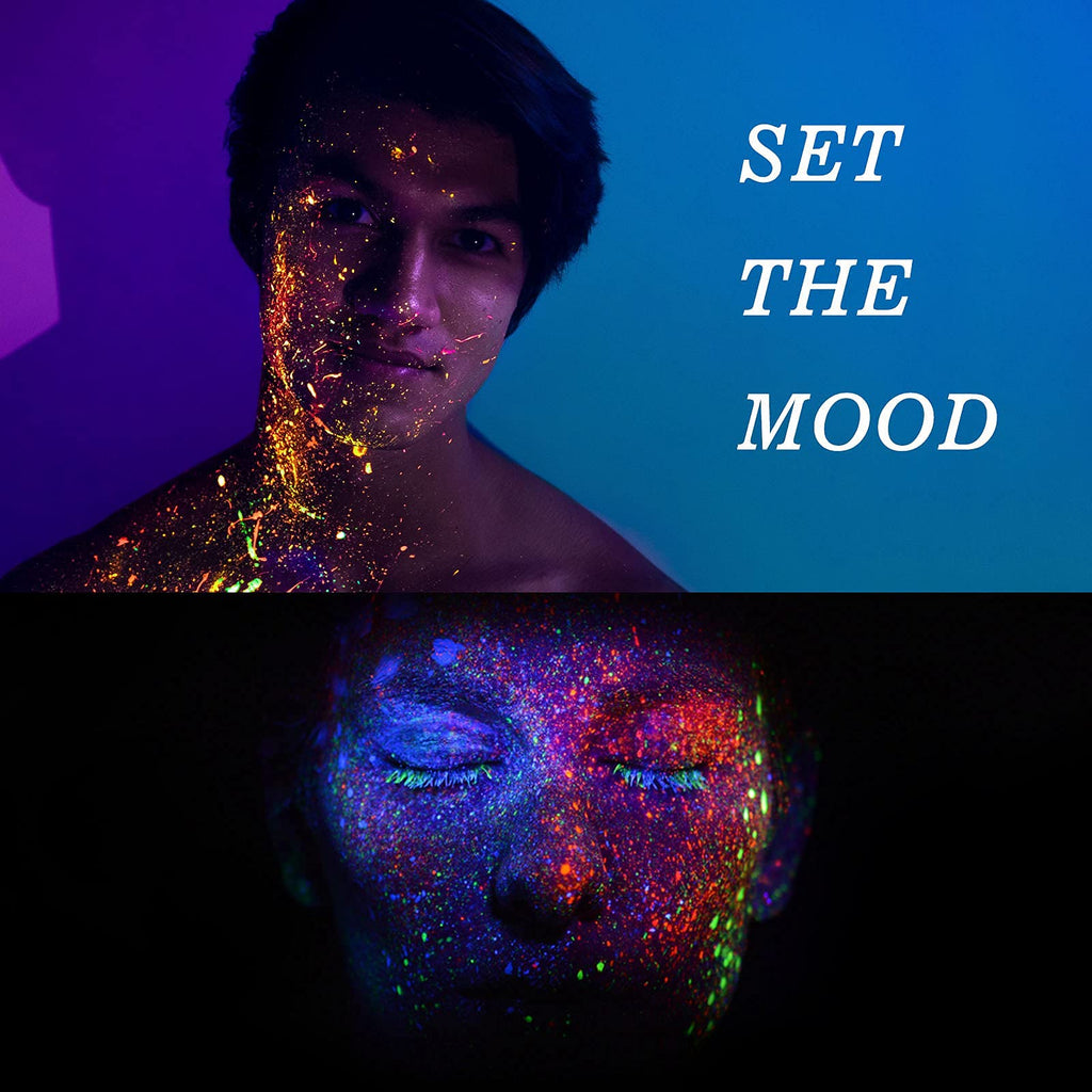 Black Light Bulbs, A19 40 Watt Equivalent E26 Base LED Blacklight, UVA Level 395-405nm, Party Bulb, Glow in The Dark for Body Paints, Neon Glow, Painting, Birthday Party, Halloween, Christmas - 2 Pack