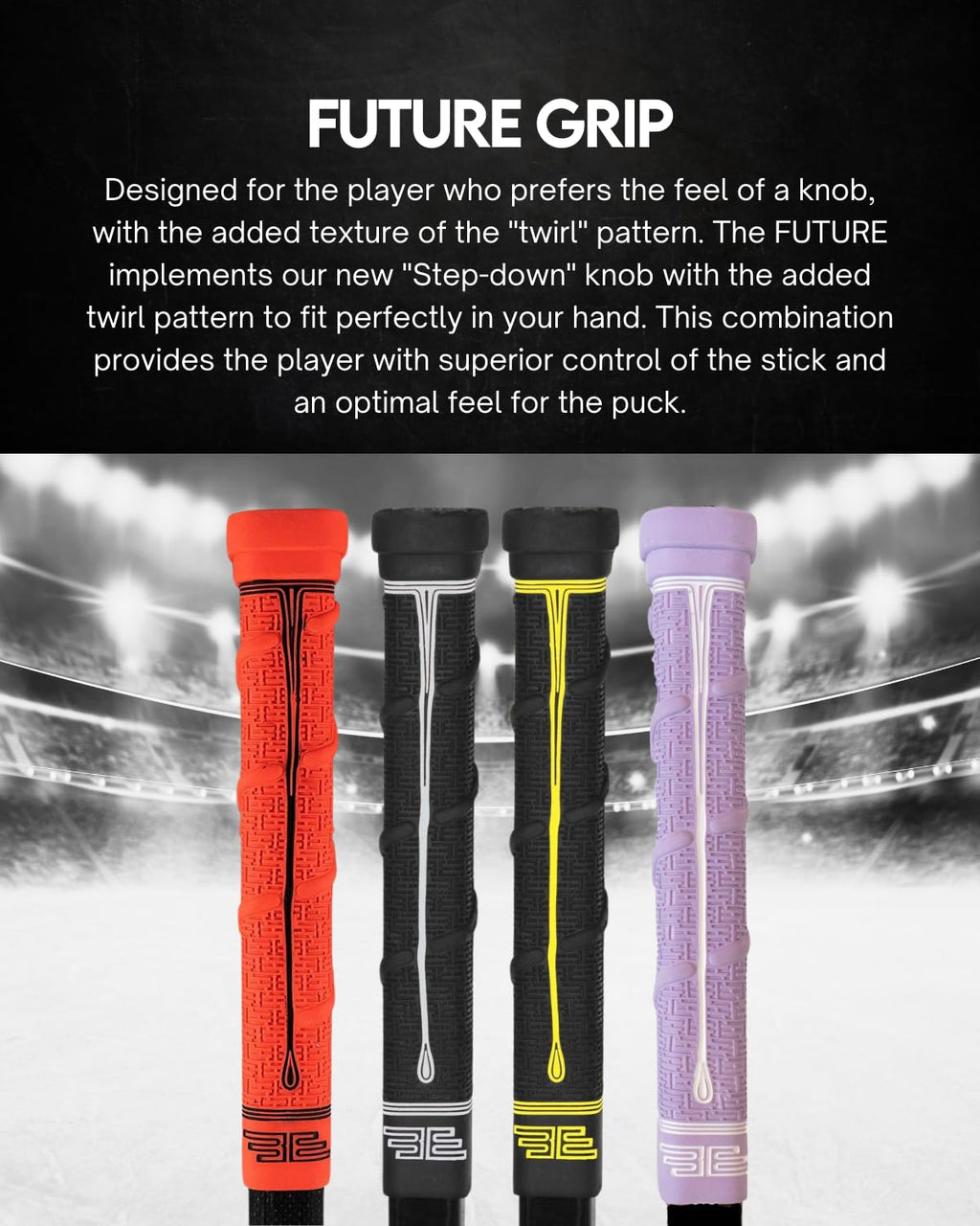 Buttendz Future Rubber Replacement Hockey Grip - Step Down Knob, Two-Tiered Player Knob with Twirl, Fits All Stick Sizes for Superior Control and Puck Feel (Green, White Drip)