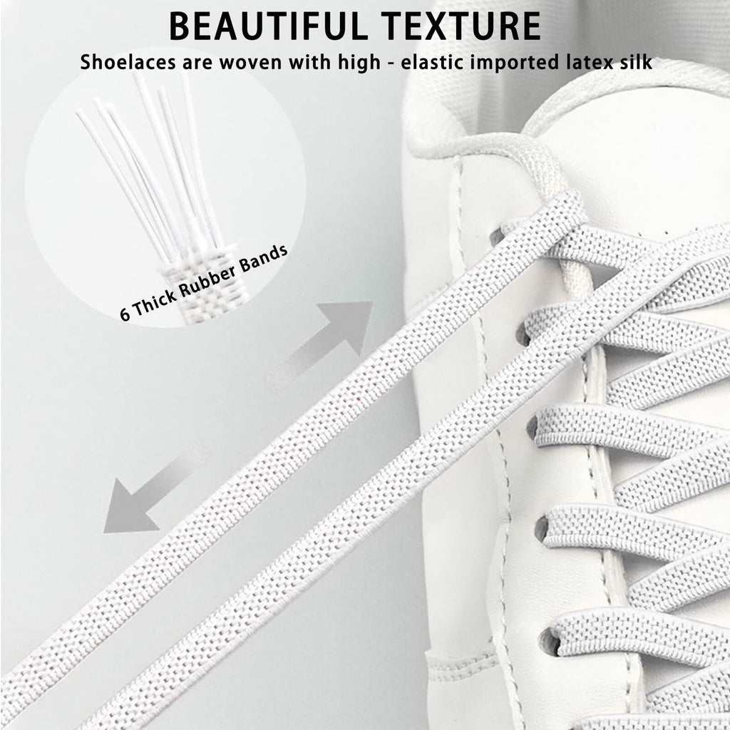 2 Pairs Shoelaces Elastic No Tie Shoe Laces for Adults, Kids and Elderly, One Size Fit All for Shoes. (Neon Green)