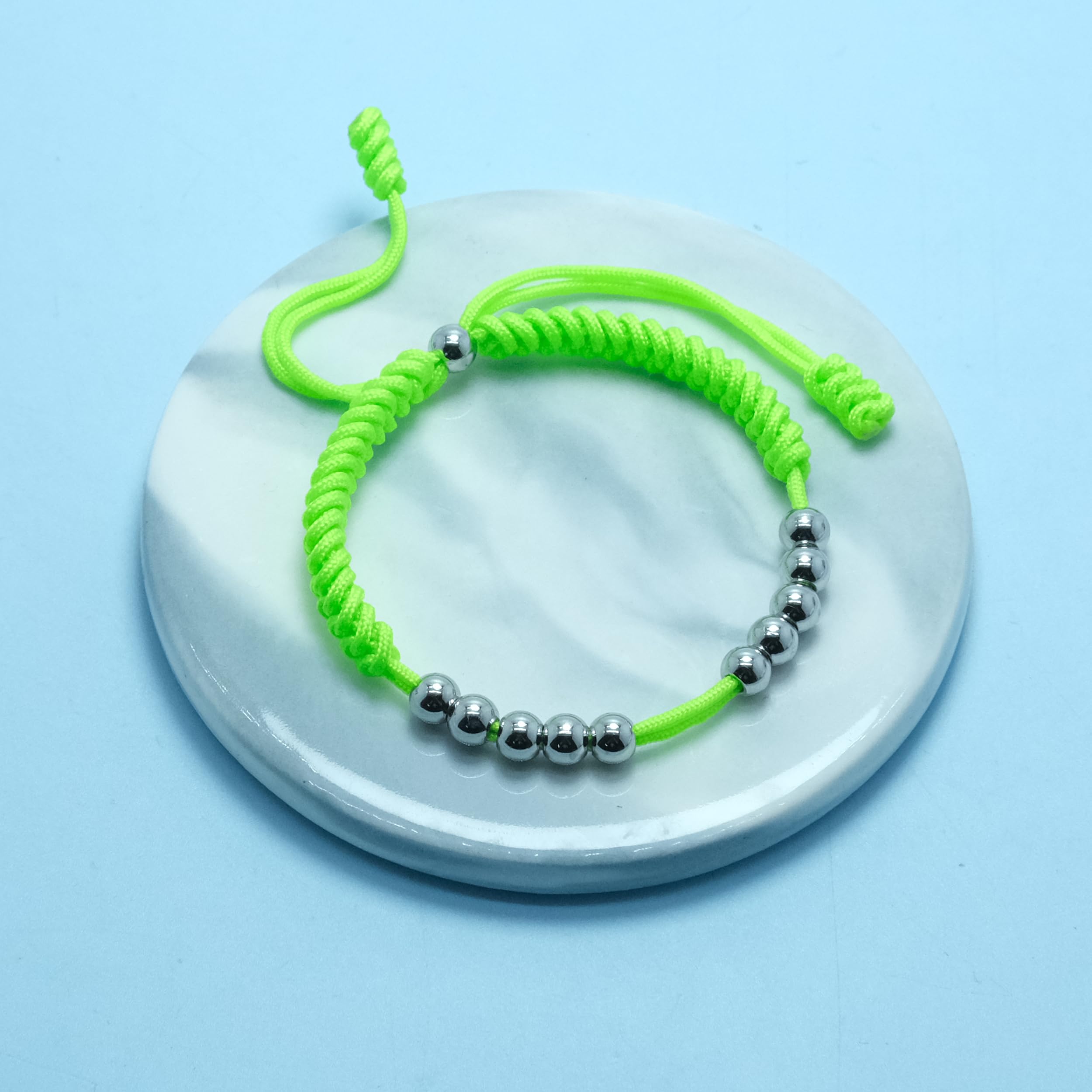 LAMIBEE Premium Golf Stainless Steel 10 Bead Score Counter Bracelet, Golf Stroke Count Bracelet, Resizable Easy Adjust Golf Round Scoring Tracker, Durable Stylish Golf Accessory (Green Neon)