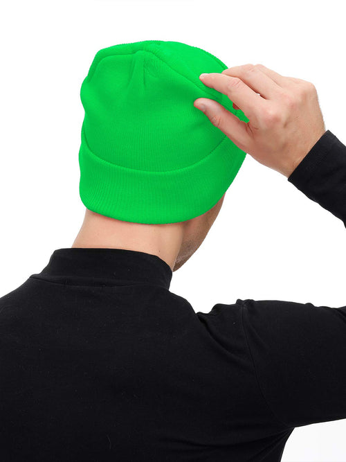 Century Star Knitting Unisex Beanie Cozy Winter Hat Stretchy Tuque Gift for Parents Men or Women 1 Pack Neon Green