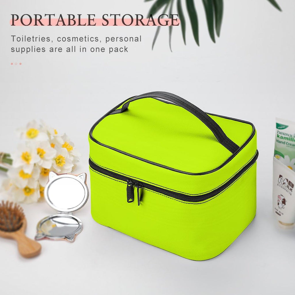 Lime Green Neon Yellow Cosmetic Bag, Travel Portable Makeup Bag for Purse Pouch Beauty Zipper Organizer Toiletry Bag for Women