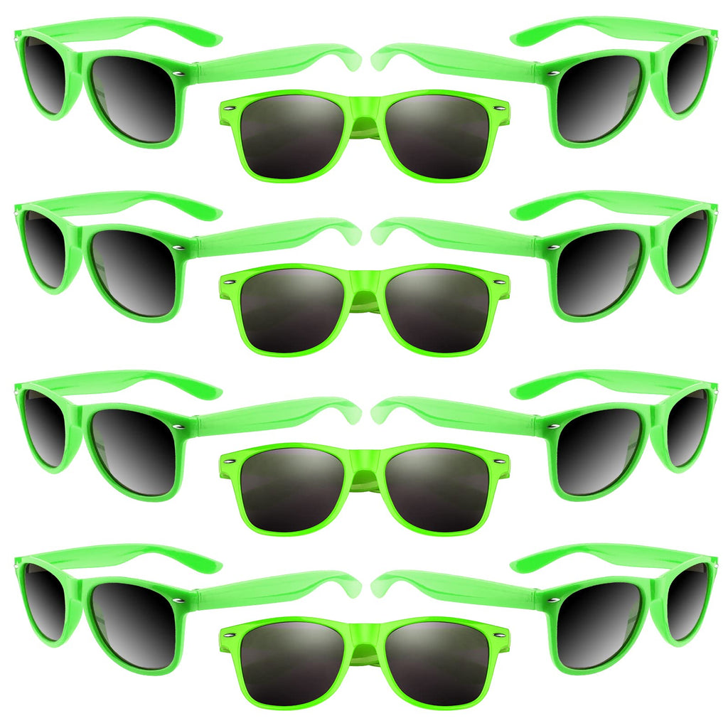 ASTARON 12 Pack Party Sunglasses Bulk Neon Party Favors for Beach Wedding Party Pool Party Supplies, Green