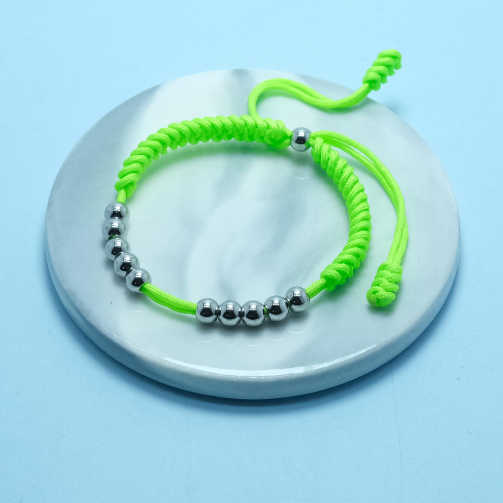 LAMIBEE Premium Golf Stainless Steel 10 Bead Score Counter Bracelet, Golf Stroke Count Bracelet, Resizable Easy Adjust Golf Round Scoring Tracker, Durable Stylish Golf Accessory (Green Neon)