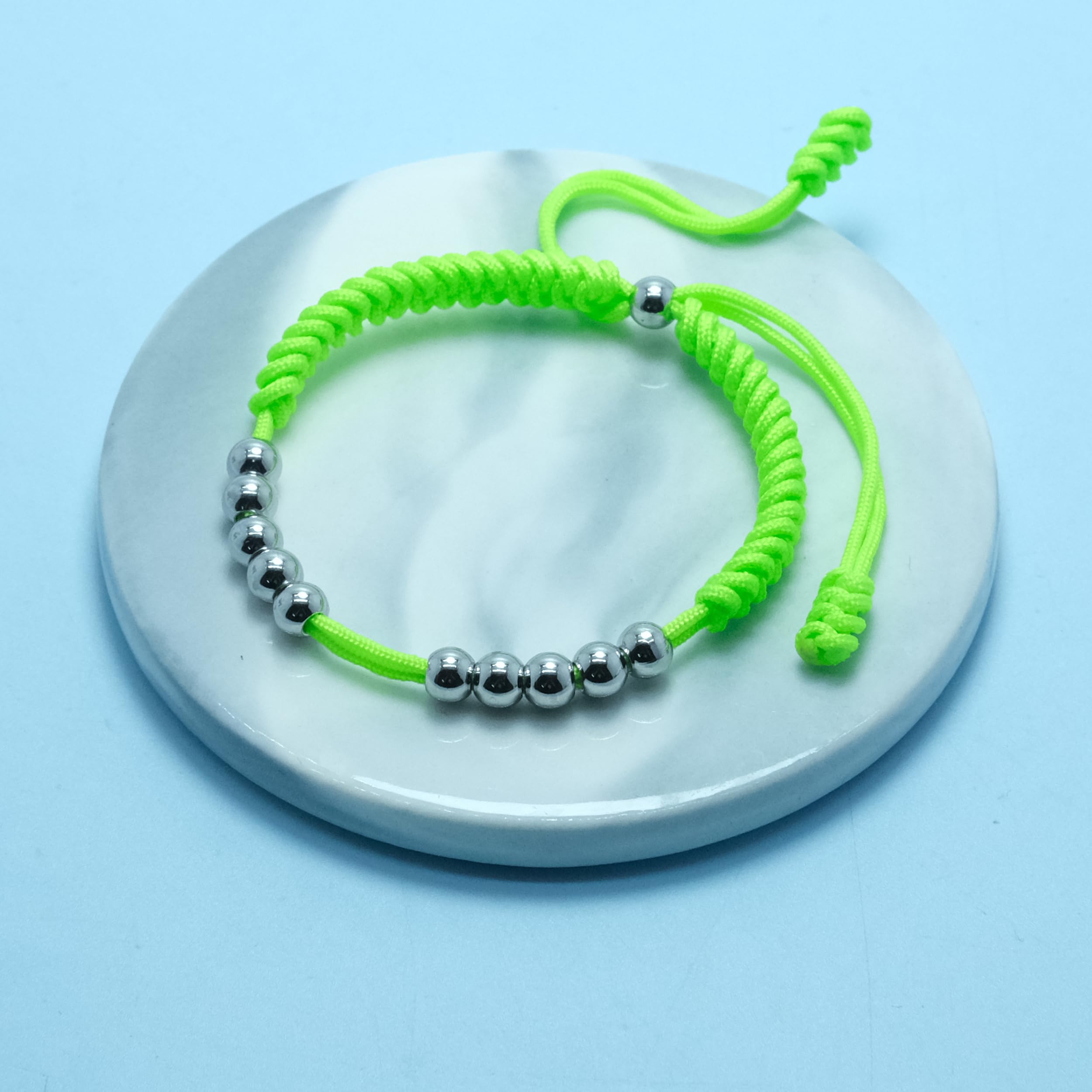 LAMIBEE Premium Golf Stainless Steel 10 Bead Score Counter Bracelet, Golf Stroke Count Bracelet, Resizable Easy Adjust Golf Round Scoring Tracker, Durable Stylish Golf Accessory (Green Neon)