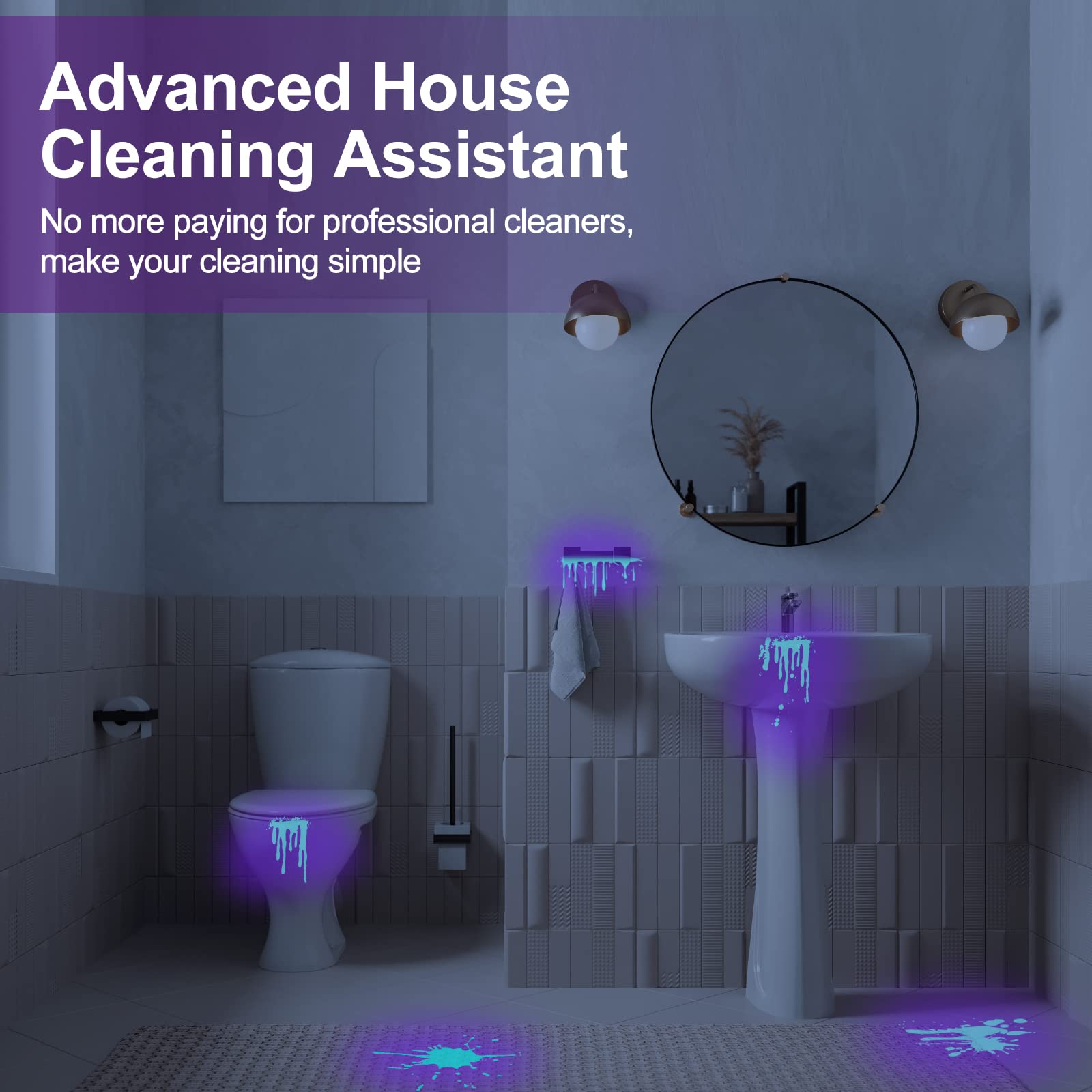 Vansky 12 LED UV Blacklight Flashlight, Pets Ultra Violet Urine and Stain Detector Fluorescent Whitening Agents Detector, Find Dry Stains on Carpets, Rugs, Floor (3 x AAA Batteries Included)