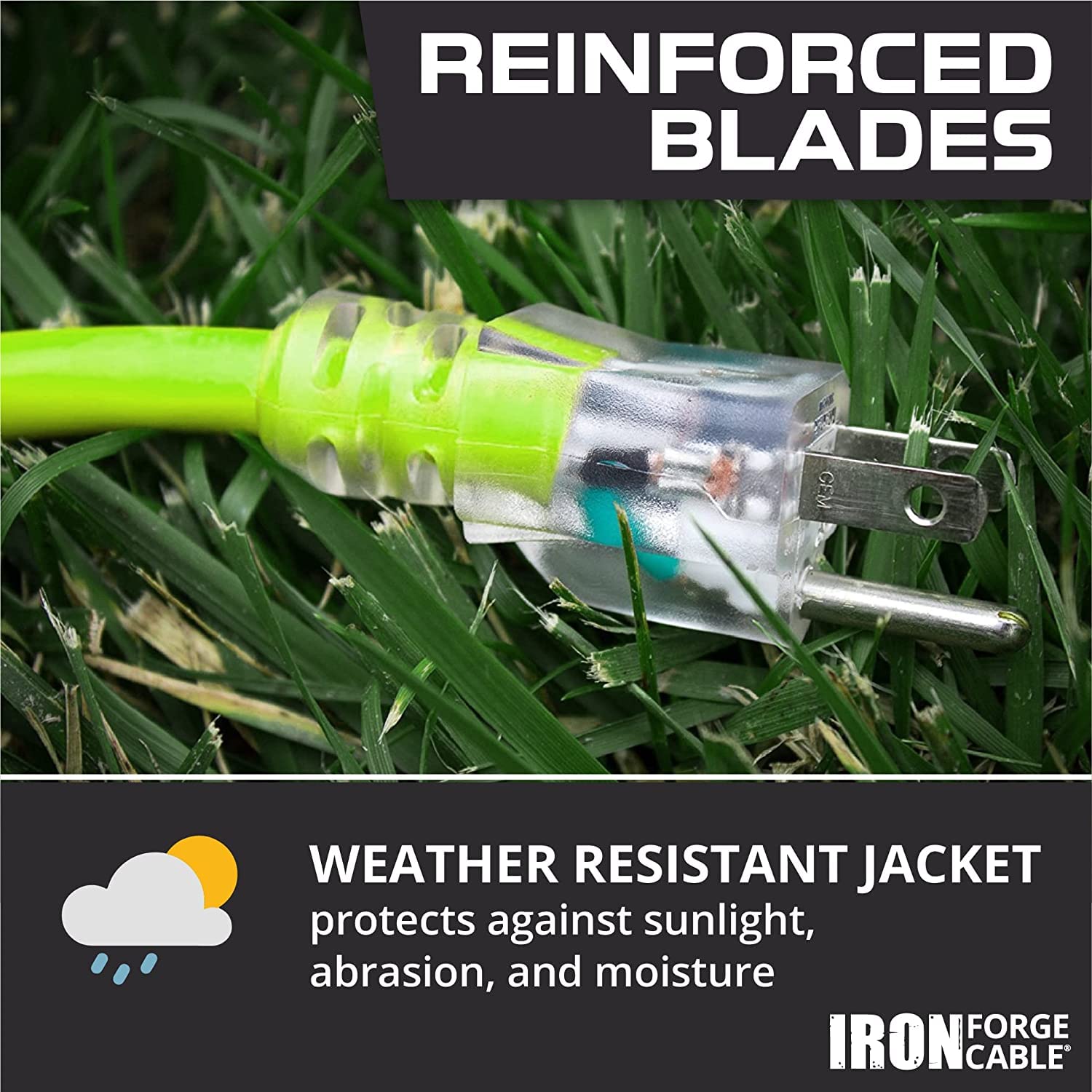 neon green 25 Ft Outdoor Extension Cord