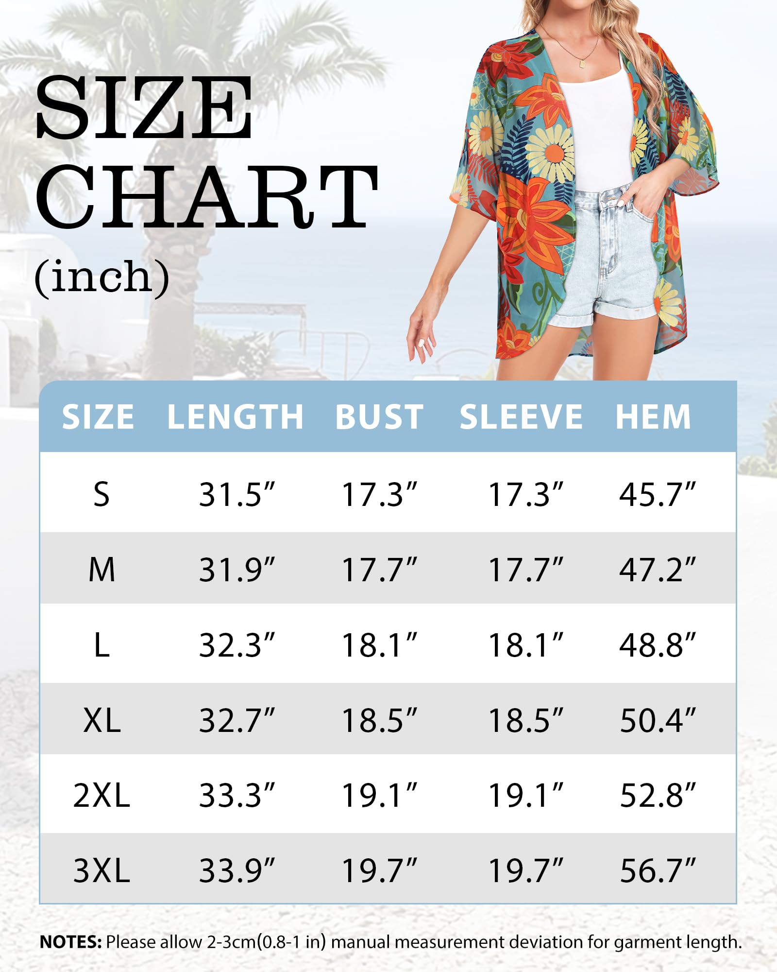 Women's Tops Summer Kimono Cardigan Floral Print Puff Sleeve Swimsuit Cover Up Casual Loose Fit Blouse (A-soild Neon Green,L)