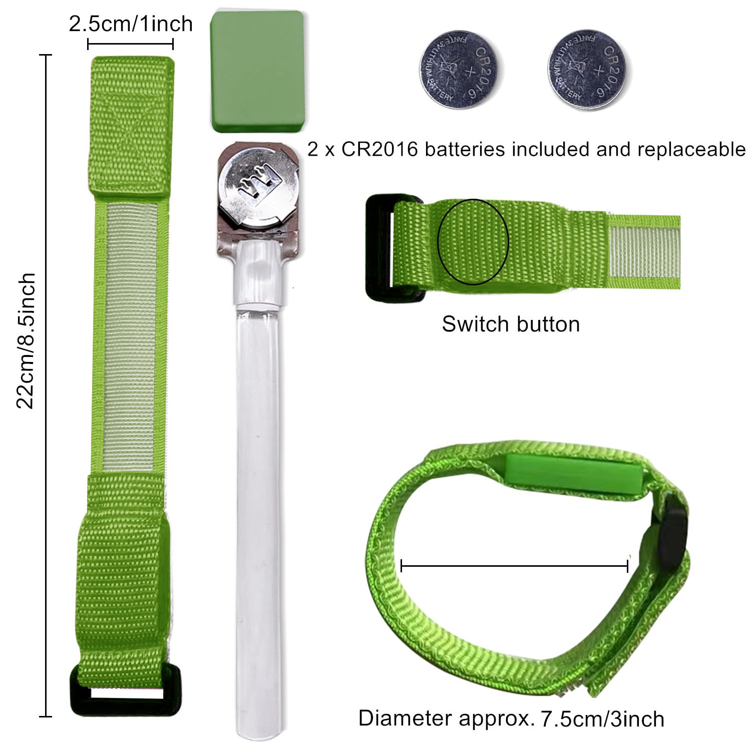 M.best 8pcs LED Light Up Bracelets Glow Flashing Wristbands Glow in The Dark Party Supplies for Wedding, Raves, Concert, Camping,Sporting Events, Party (Green)