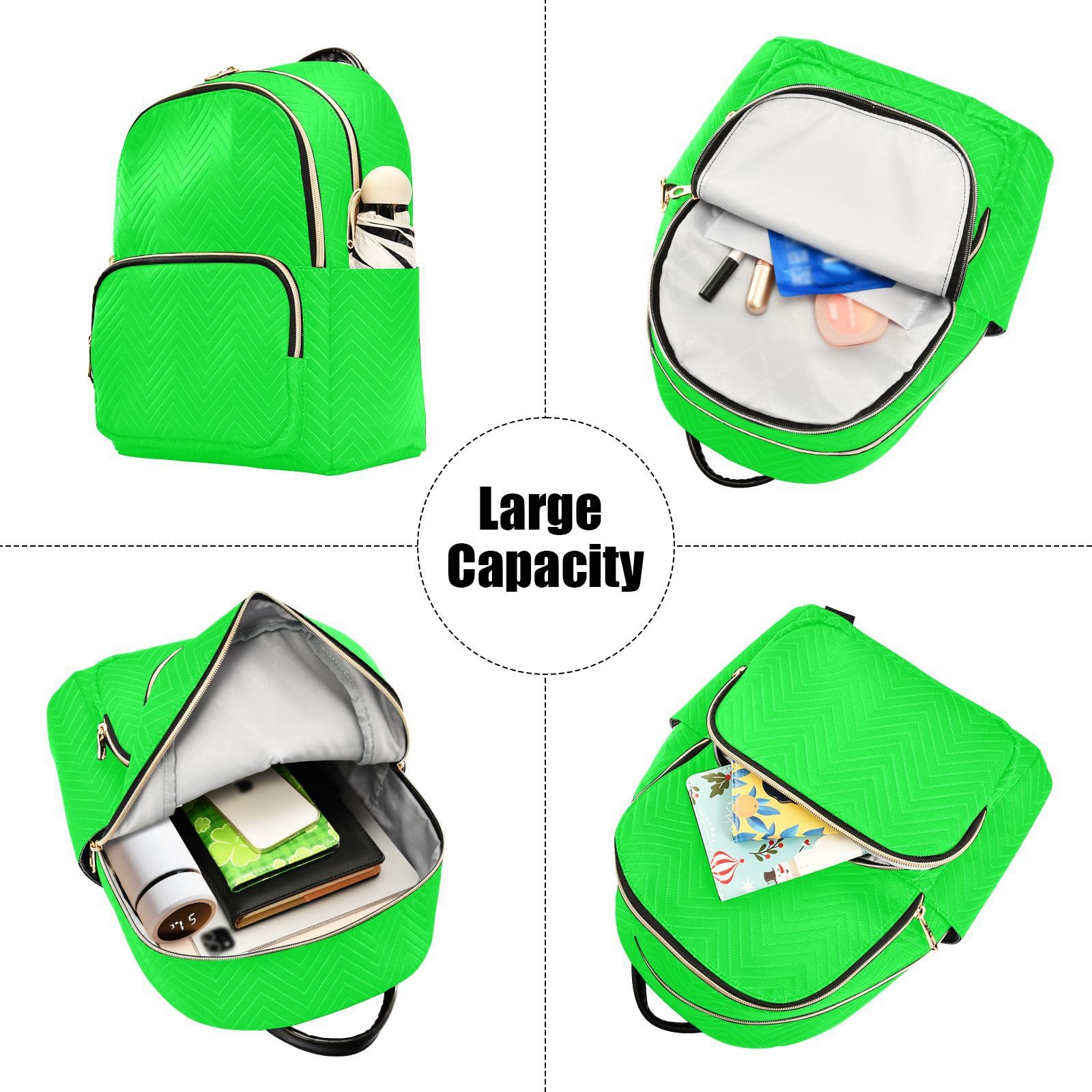 Lxqimora Neon Green Backpack Purse for Women Fashion Small Mini Daypack Purse for Lady Anti-theft Shoulder Bag Back Pack Weekend Bag, Multi, Medium