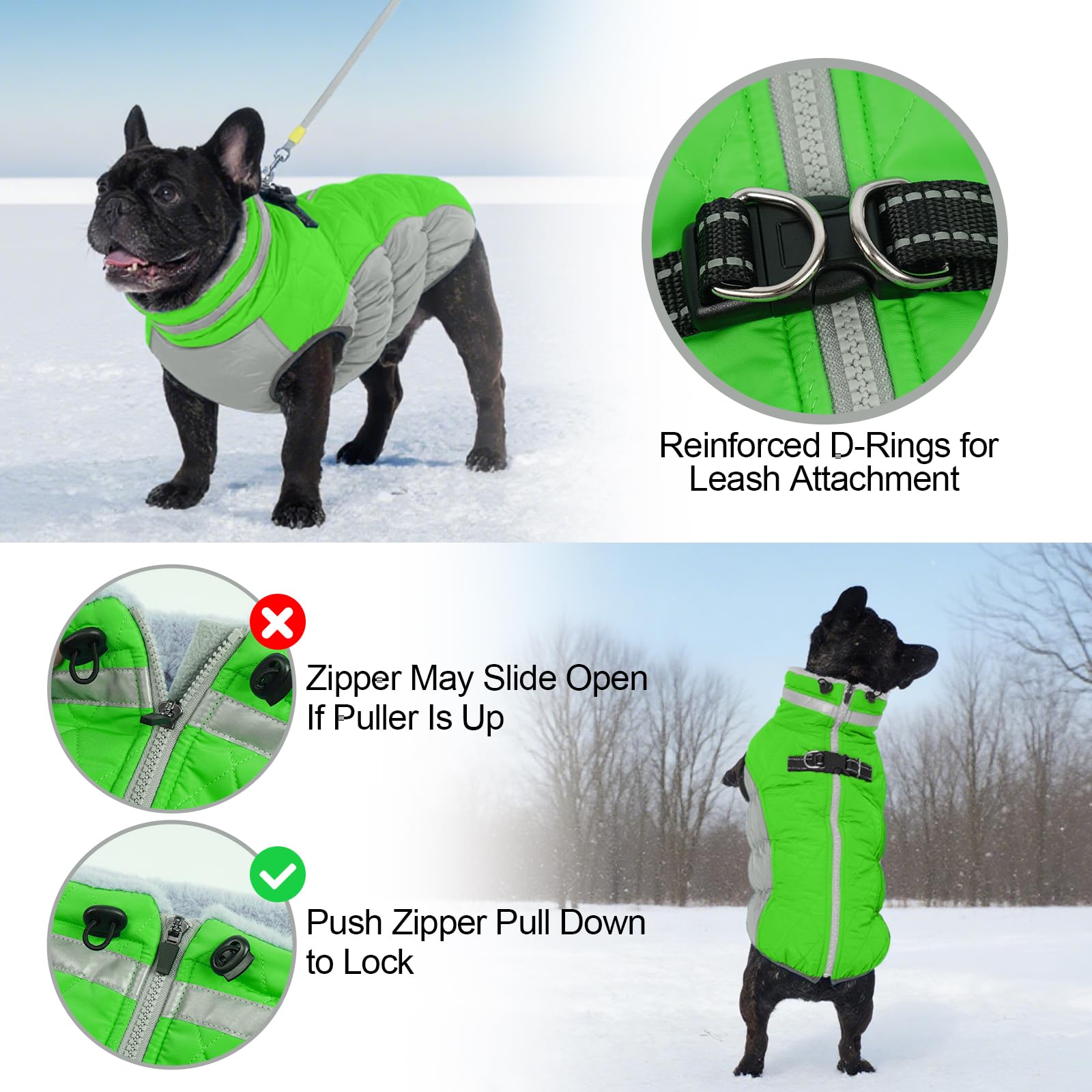 OUOBOB Dog Jackets for Large Dogs, Large Dog Winter Coat, Pet Cold Weather Coats, XXXL Pet Jacket with D-Ring, Waterproof Coat with Back Zipper, Snowsuit Labrador German Shepherd Doberman XXXL