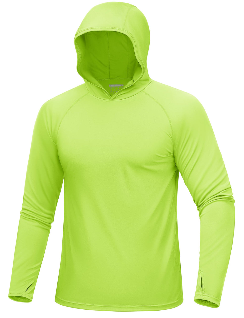 MAGCOMSEN Sun Hoodies Men Long Sleeve Athletic Shirts with Hood Running Workout Shirts UPF 50 UV Fluorescent Green XXL