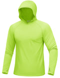 MAGCOMSEN Sun Hoodies Men Long Sleeve Athletic Shirts with Hood Running Workout Shirts UPF 50 UV Fluorescent Green XXL