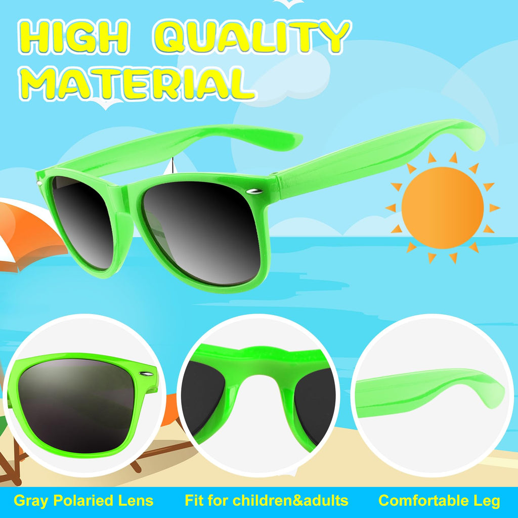 ASTARON 12 Pack Party Sunglasses Bulk Neon Party Favors for Beach Wedding Party Pool Party Supplies, Green