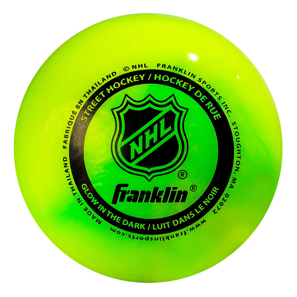 Franklin Sports NHL Street Hockey Balls - No Bounce Outdoor Street + Roller Hockey Balls - Official Size - 1 Pack - Glow in The Dark