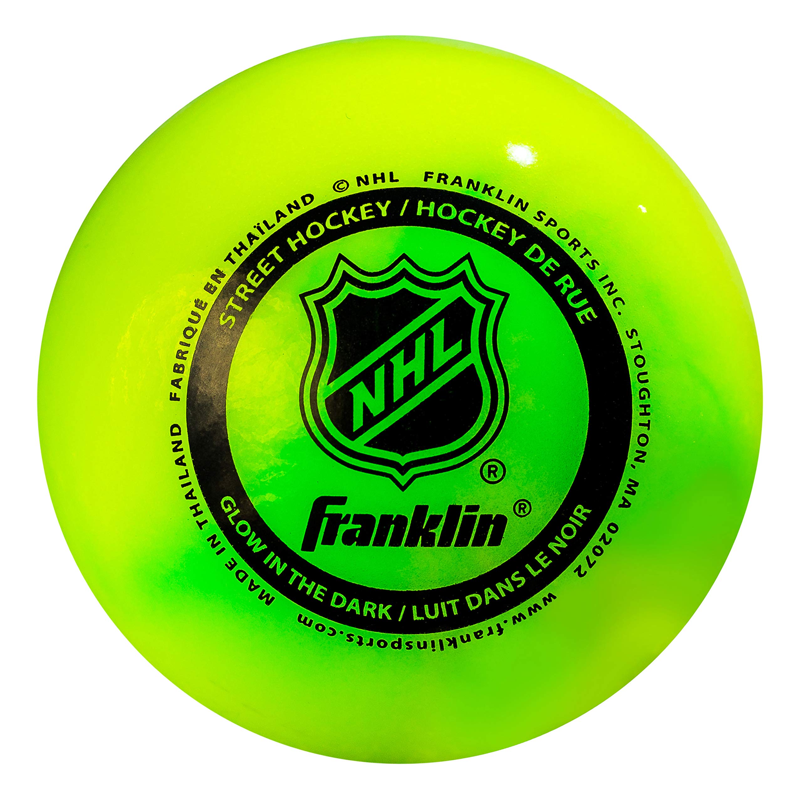 Franklin Sports NHL Street Hockey Balls - No Bounce Outdoor Street + Roller Hockey Balls - Official Size - 1 Pack - Glow in The Dark