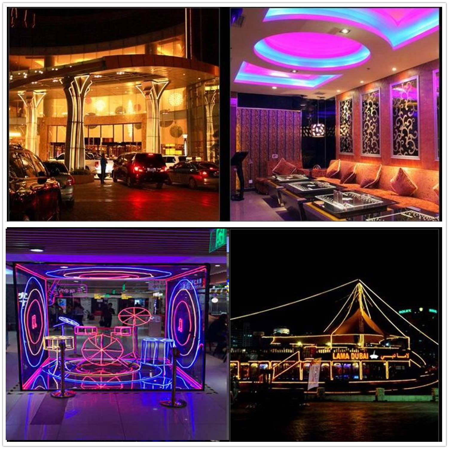 KERTME 360 Neon Led TypeAC 110-120V 360 Degree NEON LED Light Strip, Flexible/Waterproof/Dimmable/Multi-Modes LED Rope Light + Remote for Home/Garden/Building Decor (98.4ft/30m, Green)