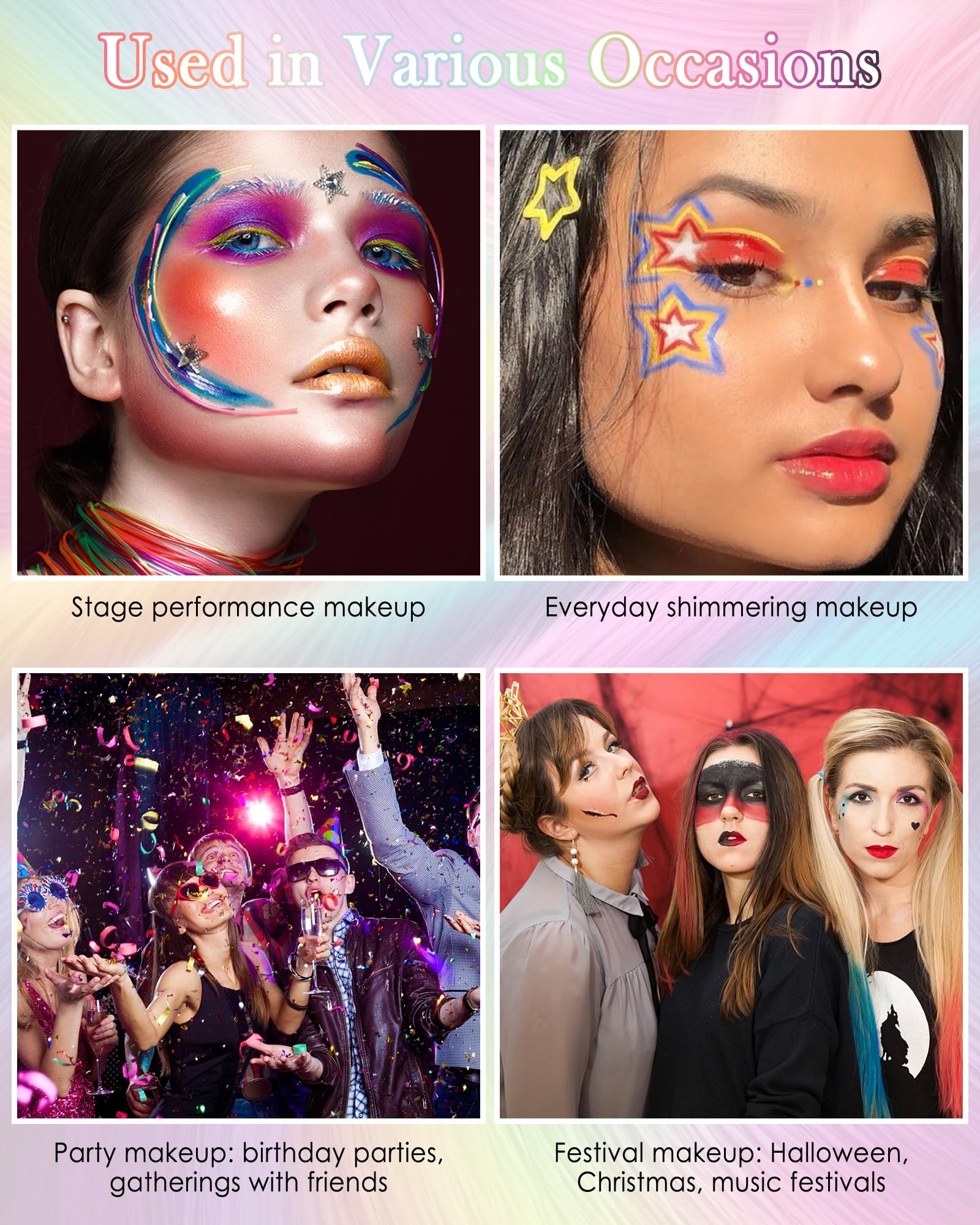 Glitter UV Neon Eyeliner Pencil, Waterproof Smudge-Proof Green Eye Liner Liquid Pen, High-Pigment Shimmer Eyeliner Pen Long-Lasting Colorful Professional Makeup, Halloween Rave Party Gift for Women-05