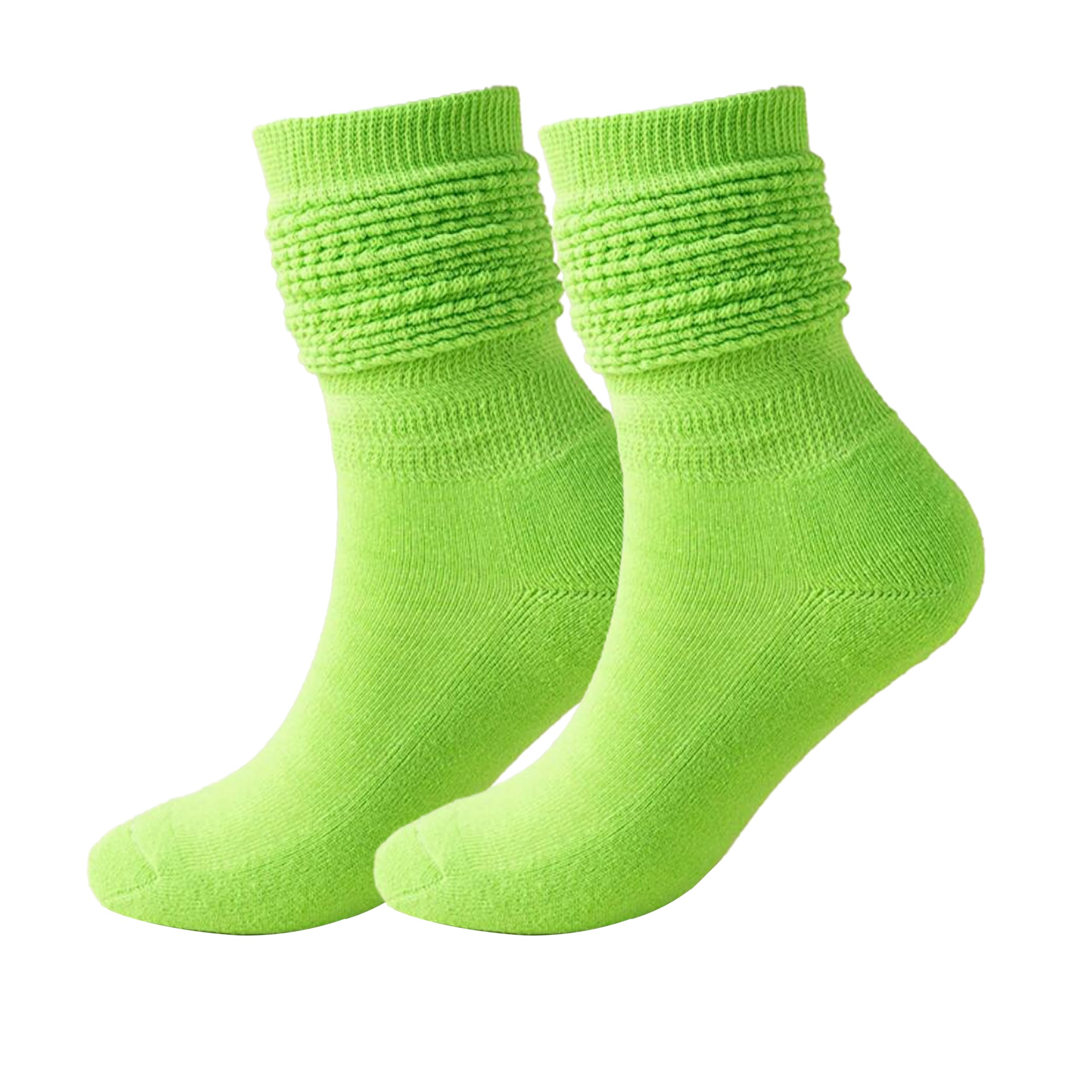 VIGUEUR Neon Slouch Socks, Green Knee High Sock for Neon Party, Green, One Size