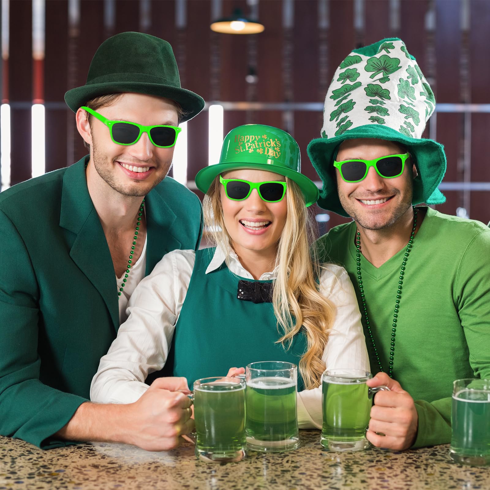 ASTARON 12 Pack Party Sunglasses Bulk Neon Party Favors for Beach Wedding Party Pool Party Supplies, Green