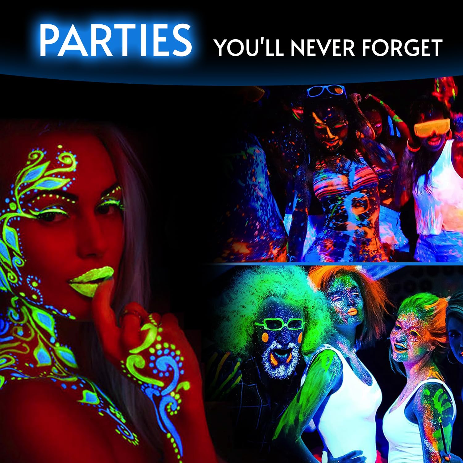 Glow King Blacklight Reactive Crayons | Glow in the Dark Paint for Face and Body | Intense Luminous Sticks for Fluorescent Parties | Colorful UV Makeup Neon Gift | Glow Markers Accessories - 12 Pcs