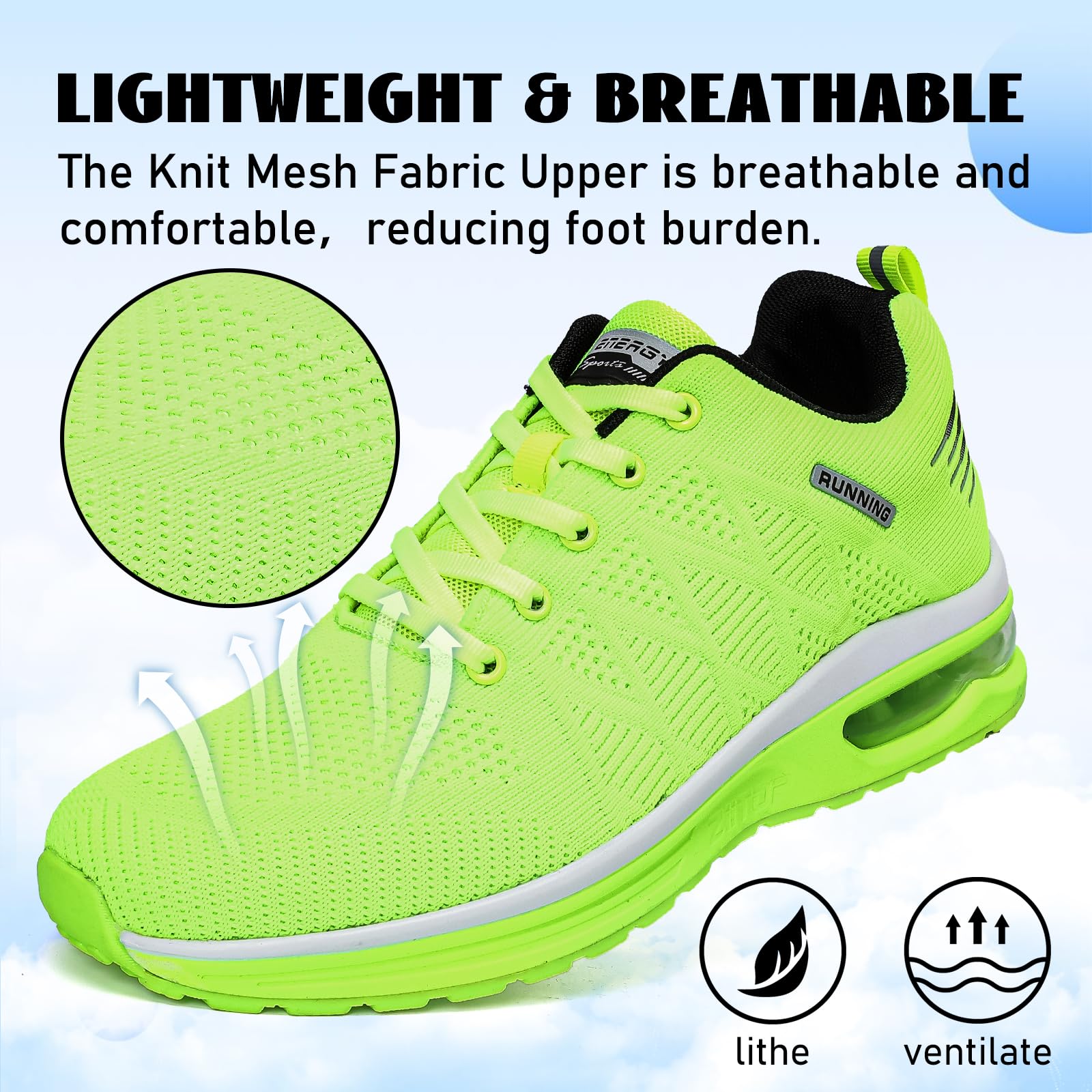 GoodValue Mens Running Shoes Tennis Lightweight Air Cushion Sports Shoes Fashion Athletic Breathable Mesh Upper Walking Sneakers Casual for Gym Green