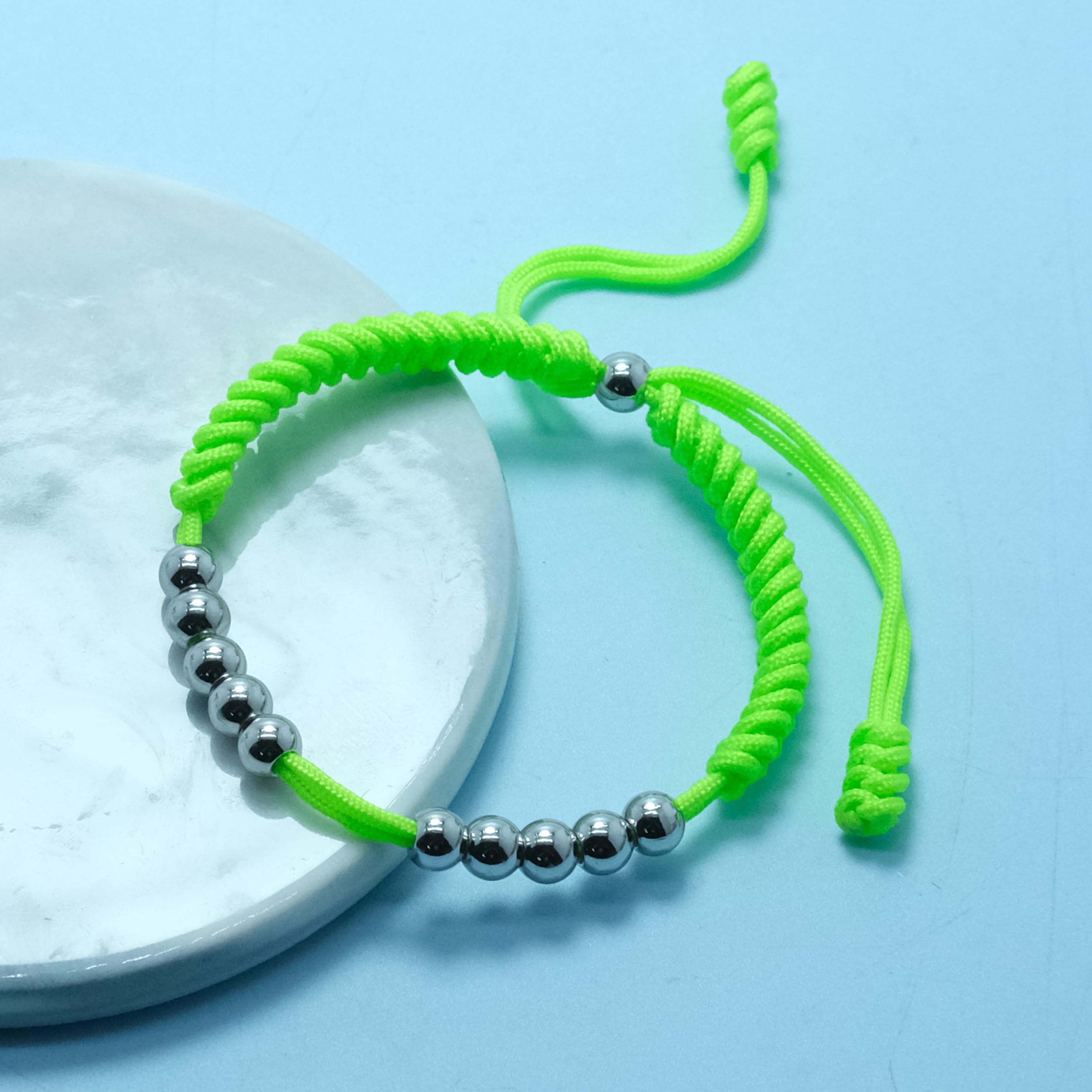 LAMIBEE Premium Golf Stainless Steel 10 Bead Score Counter Bracelet, Golf Stroke Count Bracelet, Resizable Easy Adjust Golf Round Scoring Tracker, Durable Stylish Golf Accessory (Green Neon)