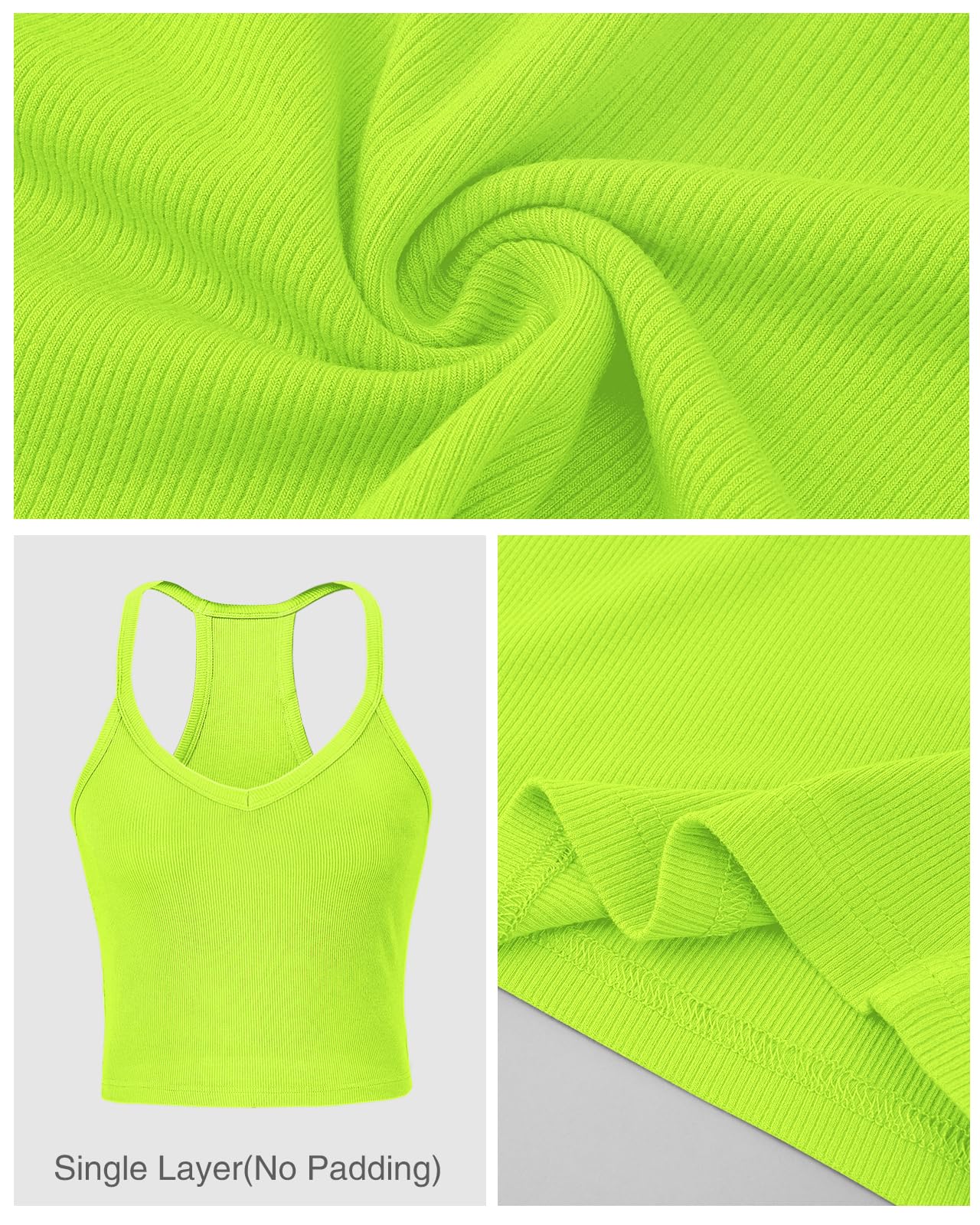 RIROW Tank Tops for Women Workout Going Out Tops Trendy Sexy Crop Racerback Casual Camisole Femme Tees Neon Limegreen L