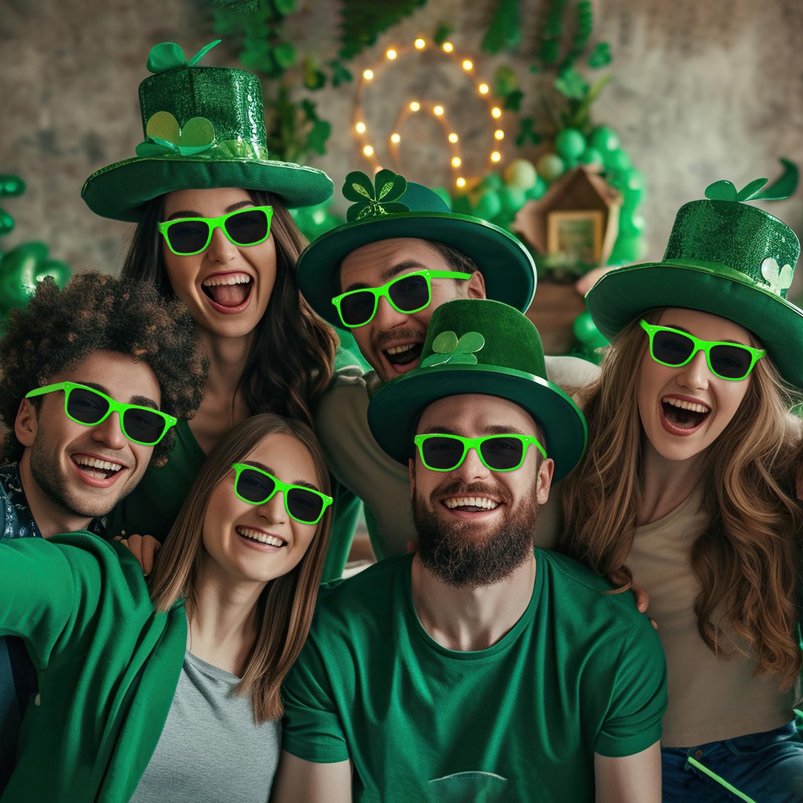 ASTARON 12 Pack Party Sunglasses Bulk Neon Party Favors for Beach Wedding Party Pool Party Supplies, Green