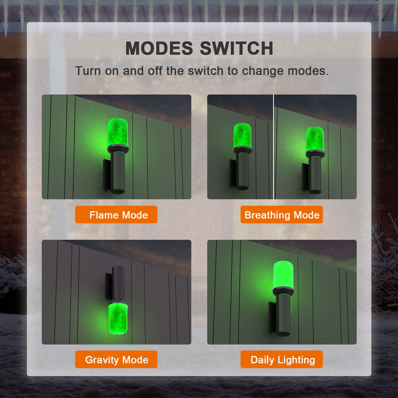 【Upgraded】 Hompavo LED Flame Light Bulb, Green Flickering Light Bulbs with Upside Down Effect, E26/E27 Base Flame Bulb for Halloween, Christmas, Party, Indoor and Outdoor Home Decoration (2 Pack)