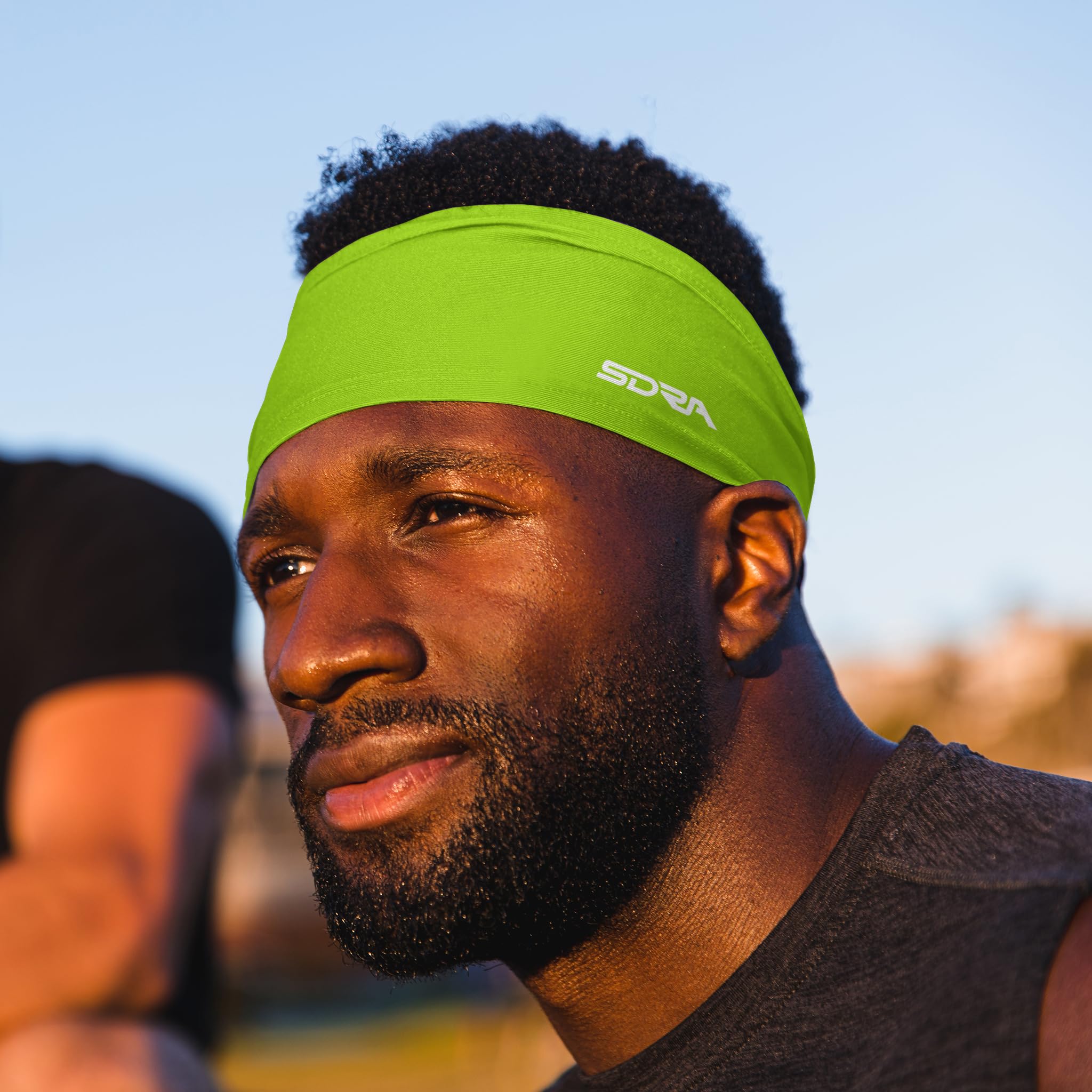 Suddora Solid Color Wide Headband/Sweatband - Workout, Football, Soccer, Yoga (Neon Green)