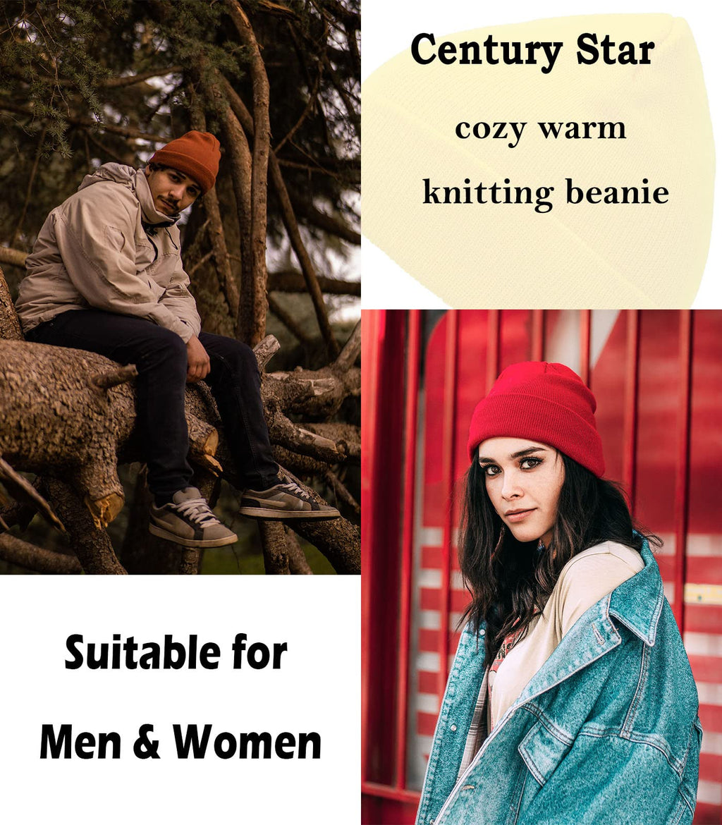 Century Star Knitting Unisex Beanie Cozy Winter Hat Stretchy Tuque Gift for Parents Men or Women 1 Pack Neon Green