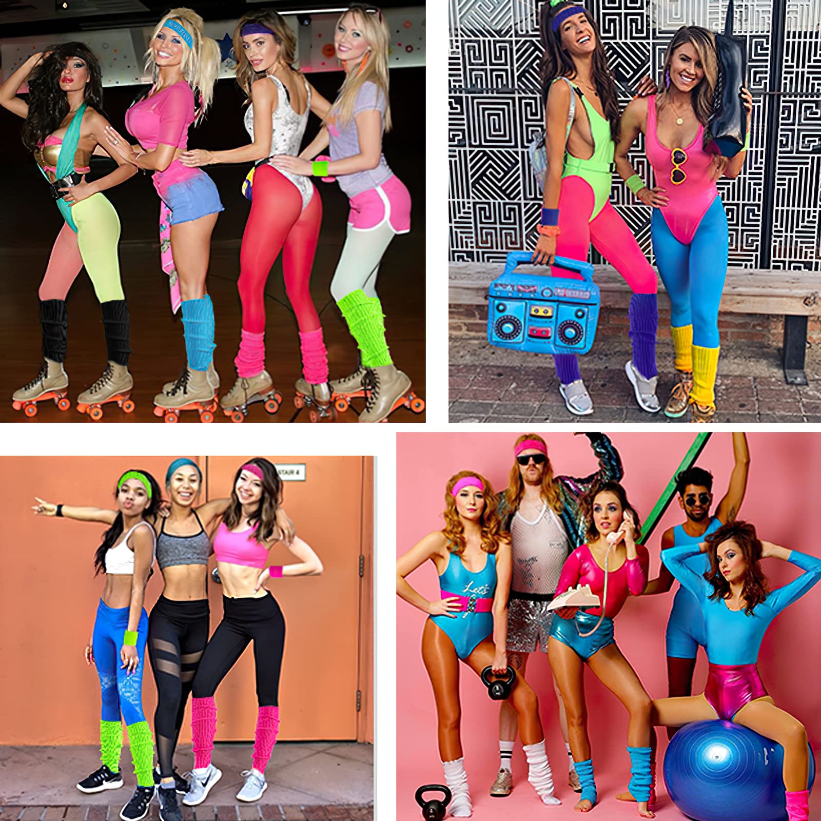 ONUPGO Leg Warmers for Women 80s Party Accessories 80s Neon Knit Ribbed Leg Warmers Girls Junior Winter Leg Warmers Socks, Neon Green, Normal