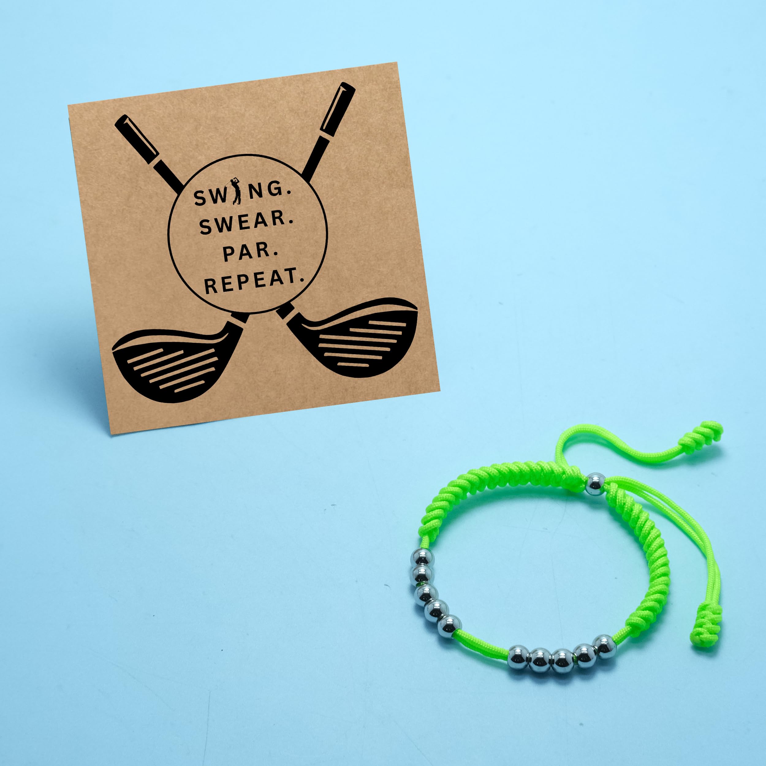 LAMIBEE Premium Golf Stainless Steel 10 Bead Score Counter Bracelet, Golf Stroke Count Bracelet, Resizable Easy Adjust Golf Round Scoring Tracker, Durable Stylish Golf Accessory (Green Neon)