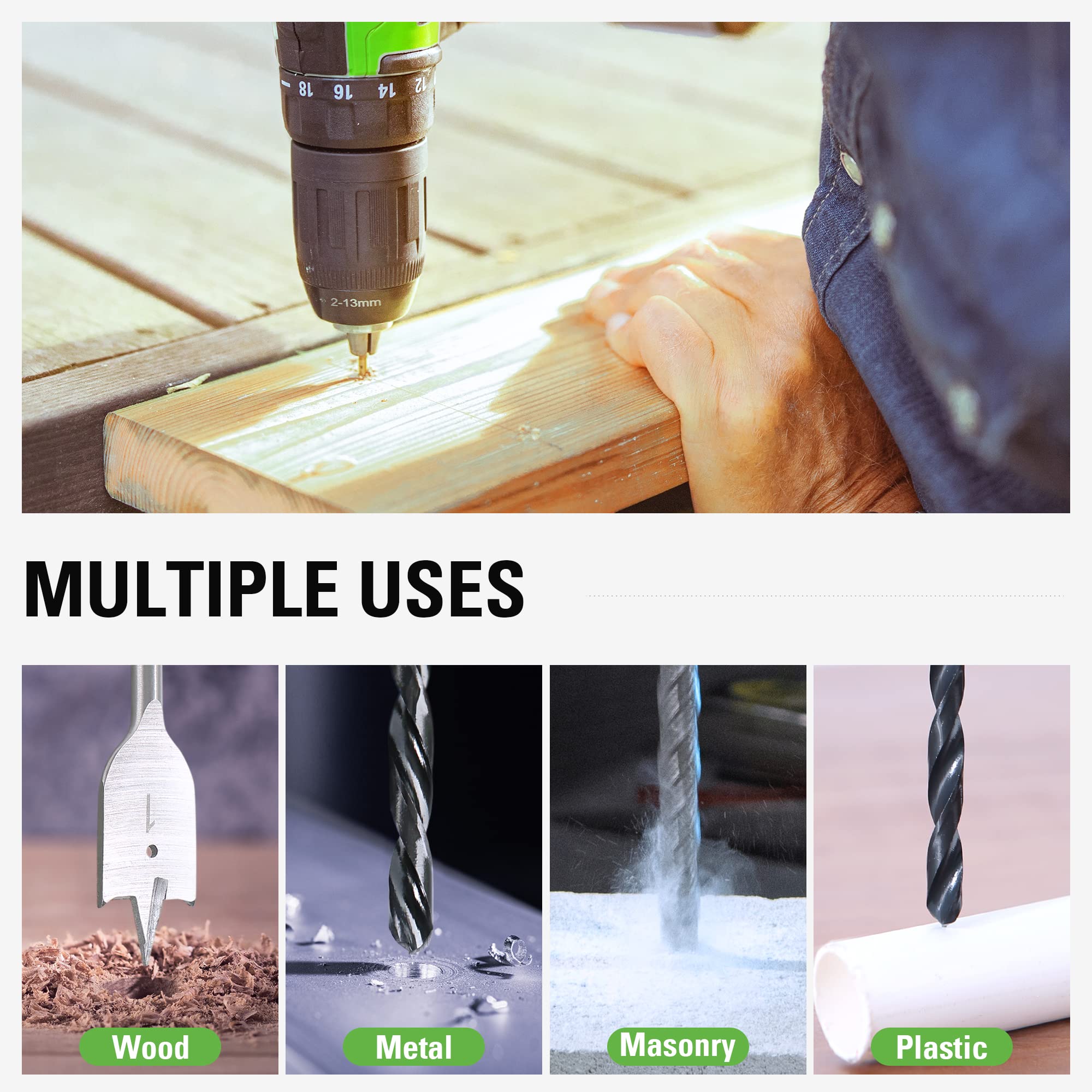 Neon green 60 Piece Bit Set with