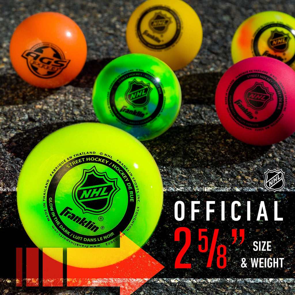 Franklin Sports NHL Street Hockey Balls - No Bounce Outdoor Street + Roller Hockey Balls - Official Size - 1 Pack - Glow in The Dark