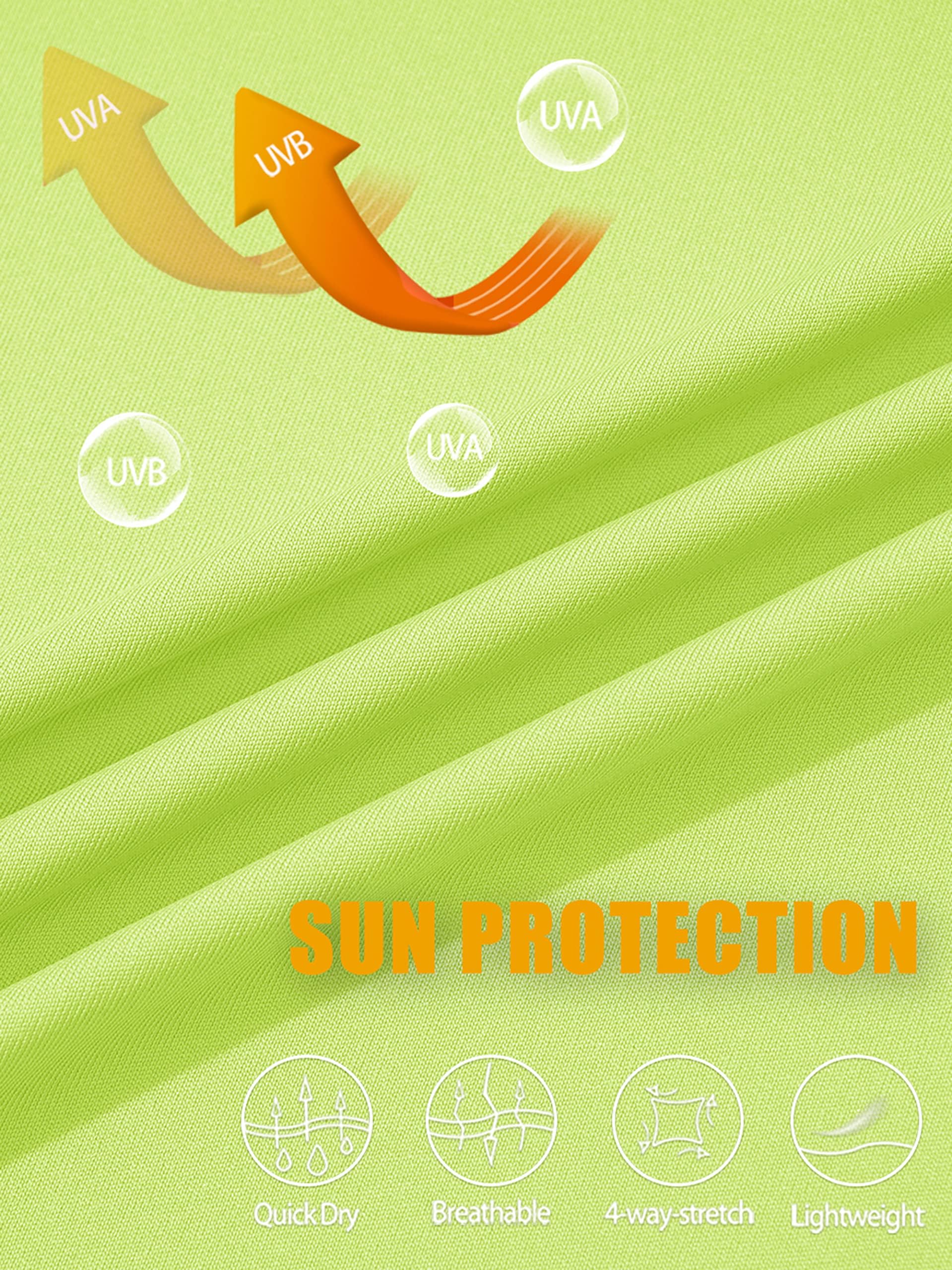 MAGCOMSEN Sun Hoodies Men Long Sleeve Athletic Shirts with Hood Running Workout Shirts UPF 50 UV Fluorescent Green XXL